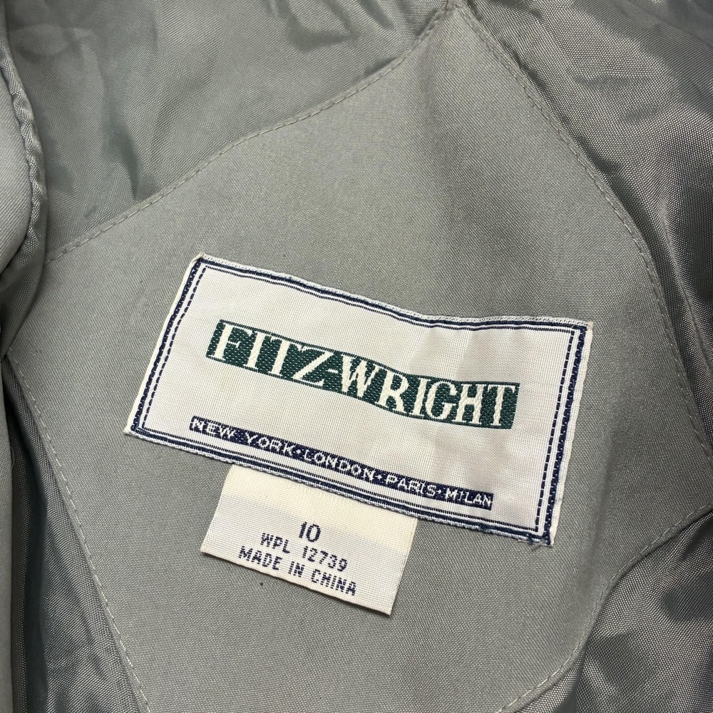 Fitzwright Coat Womens 10 Gray Long Rain Trench Collared Lined Button Pockets - Picture 3 of 10